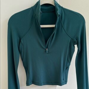 Lululemon cropped quarter zip Teal Long Sleeve Top
